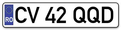 Placuta inmatriculare numar auto  CV-42-QQD, CV 42 QQD, CV42QQD