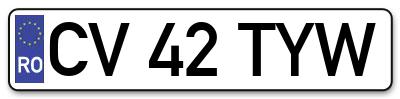 Placuta inmatriculare numar auto  CV-42-TYW, CV 42 TYW, CV42TYW