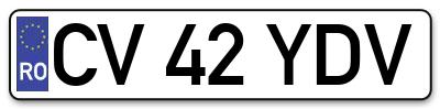 Placuta inmatriculare numar auto  CV-42-YDV, CV 42 YDV, CV42YDV