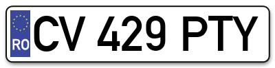 Placuta inmatriculare numar auto  CV-429-PTY, CV 429 PTY, CV429PTY