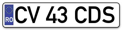 Placuta inmatriculare numar auto  CV-43-CDS, CV 43 CDS, CV43CDS