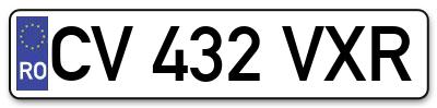 Placuta inmatriculare numar auto  CV-432-VXR, CV 432 VXR, CV432VXR
