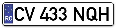 Placuta inmatriculare numar auto  CV-433-NQH, CV 433 NQH, CV433NQH