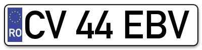 Placuta inmatriculare numar auto  CV-44-EBV, CV 44 EBV, CV44EBV