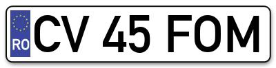 Placuta inmatriculare numar auto  CV-45-FOM, CV 45 FOM, CV45FOM