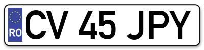Placuta inmatriculare numar auto  CV-45-JPY, CV 45 JPY, CV45JPY