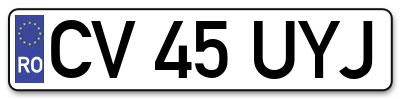 Placuta inmatriculare numar auto  CV-45-UYJ, CV 45 UYJ, CV45UYJ