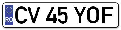 Placuta inmatriculare numar auto  CV-45-YOF, CV 45 YOF, CV45YOF
