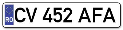 Placuta inmatriculare numar auto  CV-452-AFA, CV 452 AFA, CV452AFA
