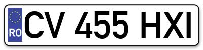 Placuta inmatriculare numar auto  CV-455-HXI, CV 455 HXI, CV455HXI