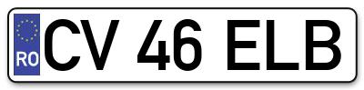 Placuta inmatriculare numar auto  CV-46-ELB, CV 46 ELB, CV46ELB