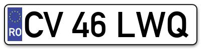 Placuta inmatriculare numar auto  CV-46-LWQ, CV 46 LWQ, CV46LWQ