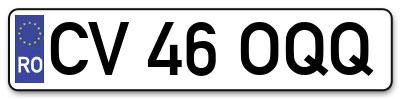 Placuta inmatriculare numar auto  CV-46-OQQ, CV 46 OQQ, CV46OQQ