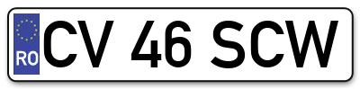Placuta inmatriculare numar auto  CV-46-SCW, CV 46 SCW, CV46SCW