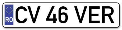 Placuta inmatriculare numar auto  CV-46-VER, CV 46 VER, CV46VER