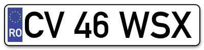 Placuta inmatriculare numar auto  CV-46-WSX, CV 46 WSX, CV46WSX