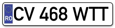 Placuta inmatriculare numar auto  CV-468-WTT, CV 468 WTT, CV468WTT