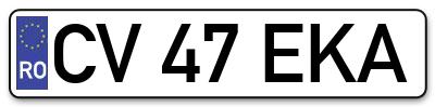 Placuta inmatriculare numar auto  CV-47-EKA, CV 47 EKA, CV47EKA