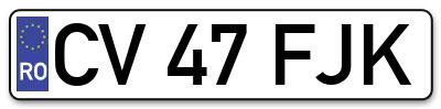 Placuta inmatriculare numar auto  CV-47-FJK, CV 47 FJK, CV47FJK