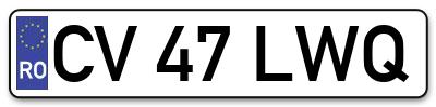 Placuta inmatriculare numar auto  CV-47-LWQ, CV 47 LWQ, CV47LWQ