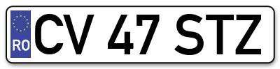 Placuta inmatriculare numar auto  CV-47-STZ, CV 47 STZ, CV47STZ