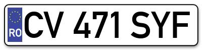 Placuta inmatriculare numar auto  CV-471-SYF, CV 471 SYF, CV471SYF