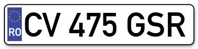 Placuta inmatriculare numar auto  CV-475-GSR, CV 475 GSR, CV475GSR