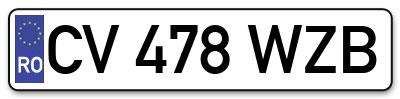 Placuta inmatriculare numar auto  CV-478-WZB, CV 478 WZB, CV478WZB