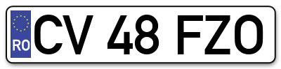 Placuta inmatriculare numar auto  CV-48-FZO, CV 48 FZO, CV48FZO