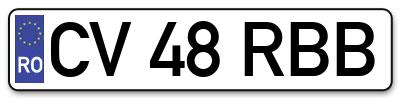 Placuta inmatriculare numar auto  CV-48-RBB, CV 48 RBB, CV48RBB