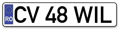 Placuta inmatriculare numar auto  CV-48-WIL, CV 48 WIL, CV48WIL
