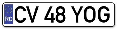 Placuta inmatriculare numar auto  CV-48-YOG, CV 48 YOG, CV48YOG