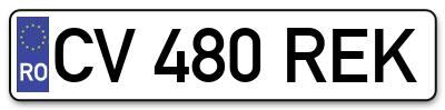 Placuta inmatriculare numar auto  CV-480-REK, CV 480 REK, CV480REK