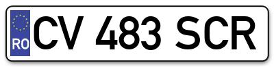 Placuta inmatriculare numar auto  CV-483-SCR, CV 483 SCR, CV483SCR