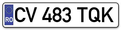 Placuta inmatriculare numar auto  CV-483-TQK, CV 483 TQK, CV483TQK