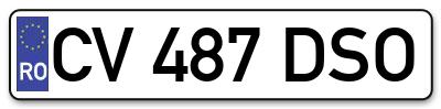 Placuta inmatriculare numar auto  CV-487-DSO, CV 487 DSO, CV487DSO