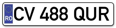 Placuta inmatriculare numar auto  CV-488-QUR, CV 488 QUR, CV488QUR