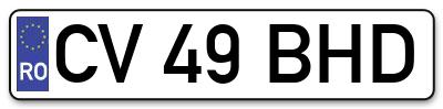 Placuta inmatriculare numar auto  CV-49-BHD, CV 49 BHD, CV49BHD
