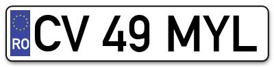 Placuta inmatriculare numar auto  CV-49-MYL, CV 49 MYL, CV49MYL