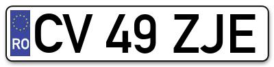 Placuta inmatriculare numar auto  CV-49-ZJE, CV 49 ZJE, CV49ZJE
