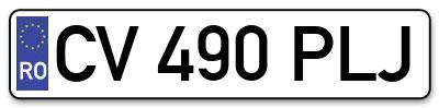 Placuta inmatriculare numar auto  CV-490-PLJ, CV 490 PLJ, CV490PLJ