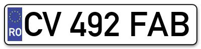 Placuta inmatriculare numar auto  CV-492-FAB, CV 492 FAB, CV492FAB
