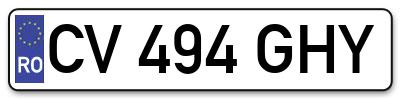 Placuta inmatriculare numar auto  CV-494-GHY, CV 494 GHY, CV494GHY