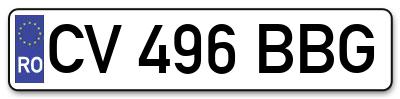 Placuta inmatriculare numar auto  CV-496-BBG, CV 496 BBG, CV496BBG