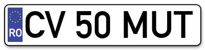 Placuta inmatriculare numar auto  CV-50-MUT, CV 50 MUT, CV50MUT