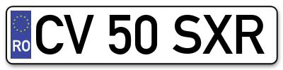 Placuta inmatriculare numar auto  CV-50-SXR, CV 50 SXR, CV50SXR