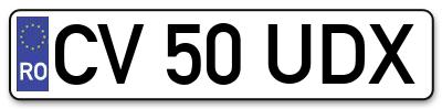 Placuta inmatriculare numar auto  CV-50-UDX, CV 50 UDX, CV50UDX
