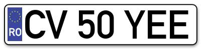 Placuta inmatriculare numar auto  CV-50-YEE, CV 50 YEE, CV50YEE