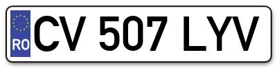 Placuta inmatriculare numar auto  CV-507-LYV, CV 507 LYV, CV507LYV