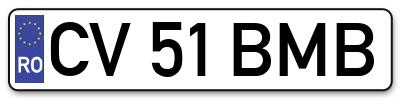 Placuta inmatriculare numar auto  CV-51-BMB, CV 51 BMB, CV51BMB